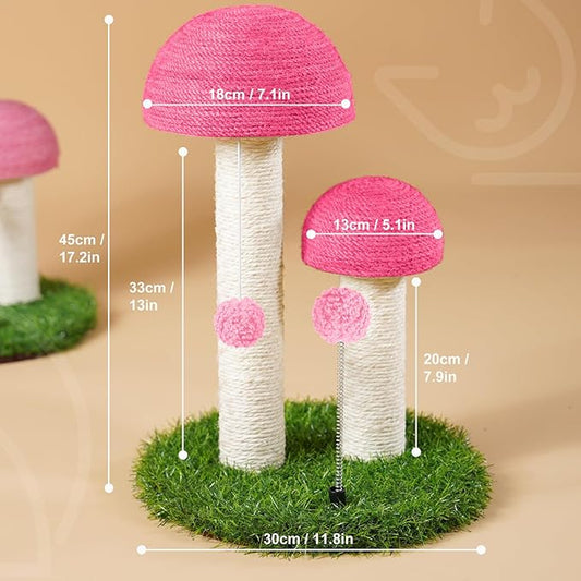 Odoland Cat Scratching Post Mushroom Natural Durable Sisal Board Scratcher for Kitty’s Health and Good Behavior, Furniture Scratch Deterrent Accessories for Cats Pink - PAWPICO