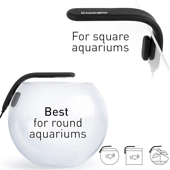 Fish Tank Light - Clip On Aquarium Light - Aquarium Light for Plants - LED Flexible Lamp for Freshwater Small Aquarium Light - PicoSoft Black 5 Gallon Aqualighter