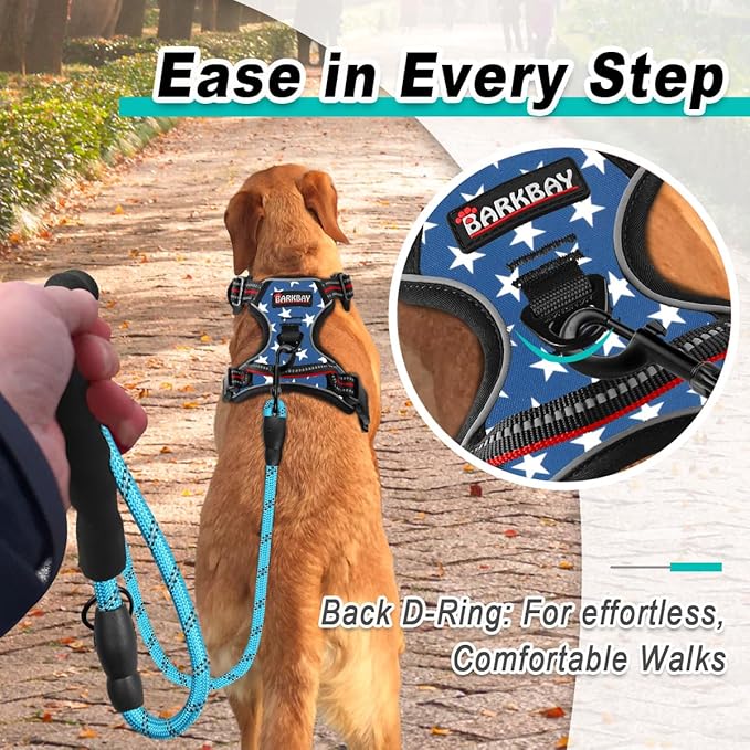 BARKBAY Dog Harness No Pull for Large Dogs - Adjustable, Reflective, Comfortable, No Choke, Heavy-Duty - Perfect for Outdoor Training, Walking, and Hiking - Strong & Durable - XL & Star BARKBAY