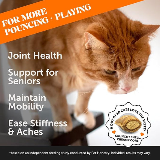 Pet Honesty Cat Hip & Joint Health Chews - Glucosamine for Cats, Cat Joint Support Supplement, Cat Health Supplies & Hip Support, Cat Vitamins for Indoor Cats & Outdoor Cats - Chicken (30-Day Supply) PetHonesty