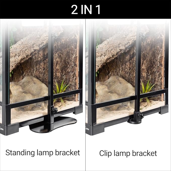 REPTI ZOO Reptile Dual Lamp Stand Adjustable Light Holder Lamp Hanging Bracket Metal Support for Reptile Glass Terrarium Heating Light Amphibians Cage REPTIZOO