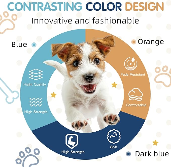 Tri-Color Dog Harness, Adjustable Step-in Design No Pull Dog Harness for Medium Dogs No Pull, Heavy Duty Puppy Harness, Easy for Walking Dog Harness Medium Size Dog Blue Orange Pawhuggies