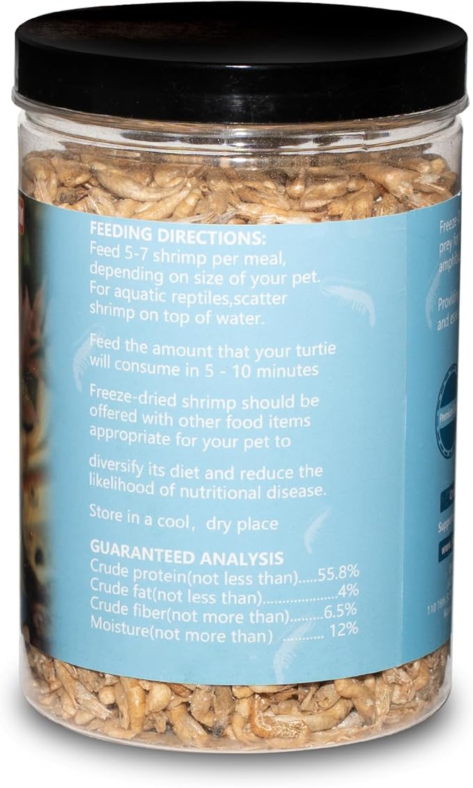 Freeze Dried Shrimp – 3.5 Oz Freeze Dried River Shrimp, Shrimp Turtle Food, Turtle Shrimp, Nutrient-Rich Shrimp Treat for Reptiles, Aquatic Turtles, Sugar Gliders, Hedgehogs, Tropical Fish Jadingfarm