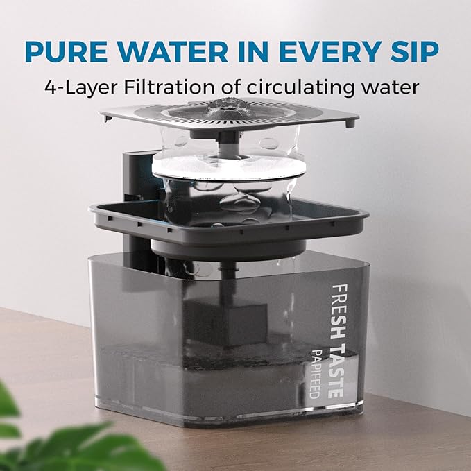 Cat Water Fountain: 106oz/3L Premium Pet Water Fountain Dispenser with Smart Motion Sensor with Filter, Wireless Battery Power Water Fountain for Cats - PAWPICO