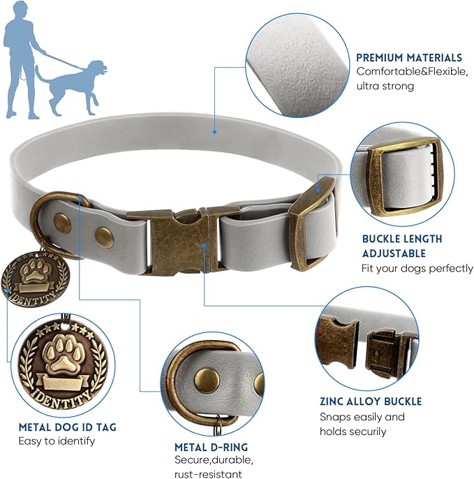 Wisedog Dog Collar and Leash Set Combo: Adjustable Pet Collars with Dog Leashes for Small Medium Large Dogs,Includes 1 Bonus of Poop Bag Holder (XL(Collar:16"- 25.5";Leash:6 ft), Grey) WisedogPetSupplies