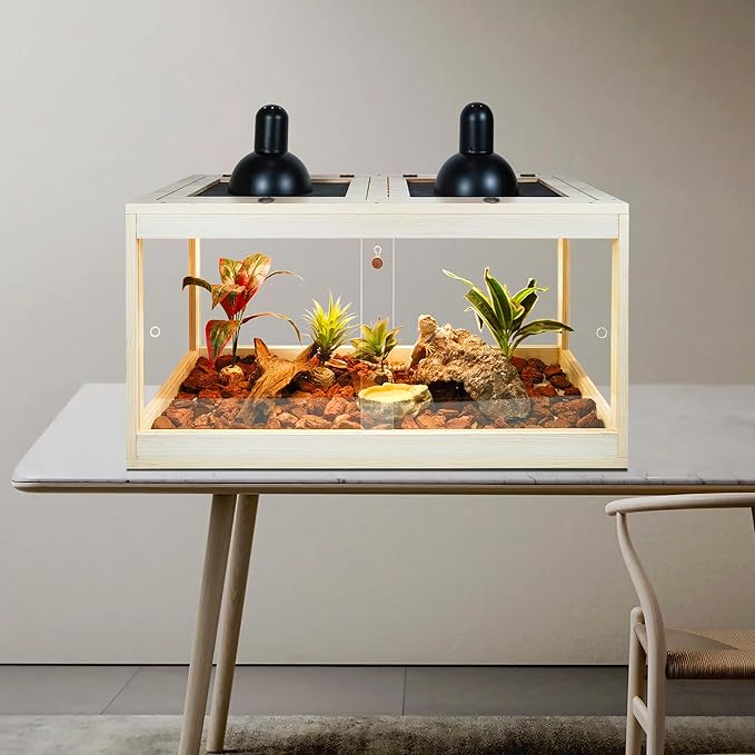 28 Gallon Terrarium, Reptile Habitat, Durable Quality, Suitable for All Types of Reptile, Hamsters, Snakes, Oak Color PROLEE