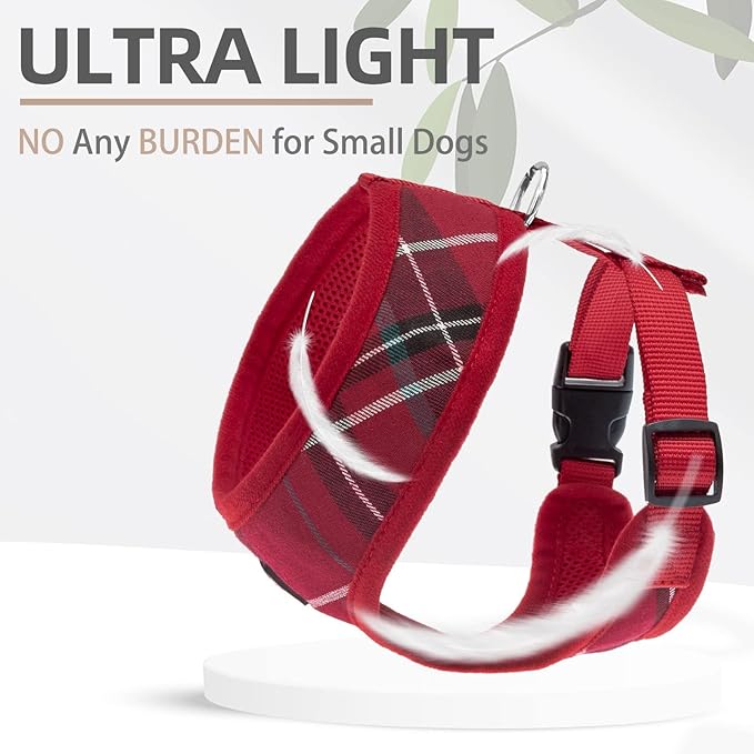 PUPTECK Soft Mesh Dog Harness and Leash Set Pet Puppy Cat Comfort Padded Vest No Pull Harnesses, Red, L PUPTECK