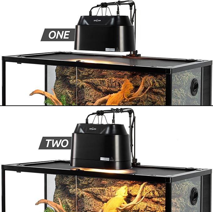 REPTI ZOO Dual Reptile Light Fixture 2 in 1 Deep Dome Lamp Fixture, Double-Layer Connectable Design Reptile Heat Lighting Lamp Fixture with Independent Switches, Max 200W REPTIZOO