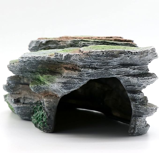 Reptile Resting Terrace Tortoise Climbing Platform Shale Scape Step Ledge, Reptile Cave Hideout Leopard Gecko Accessories Decorations, Great for Reptiles, Amphibians, Bearded Dragons, Lizard, Frogs relaqcc