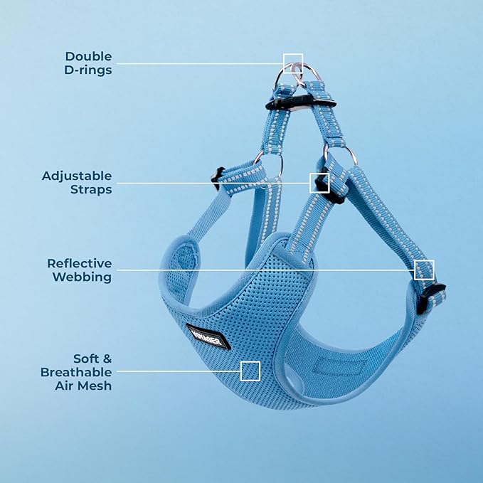 Best Pet Supplies Voyager Adjustable Dog Vest Harness Breathable No Pull Harness for Small, Medium, Large Dogs, Harness for Walking, Jogging, Easy Step-In, Reflective Stripes - (Baby Blue), M BestPetSuppliesLLC