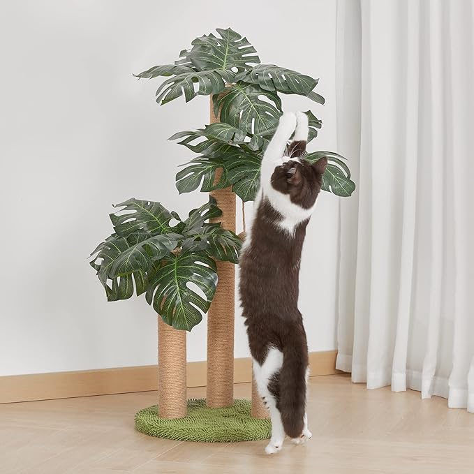 31.5Inch Cat Scratching Post,Cat Scratcher Tree with 3 Scratching Poles & 2 Interactive Dangling Balls,Cats Scratching Posts for Indoor Kitten & Adult Cats - PAWPICO
