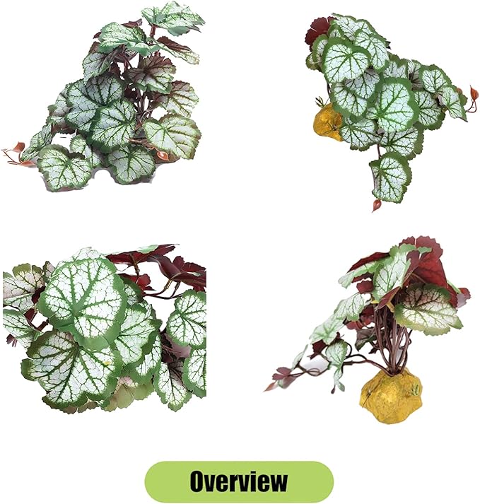 Woyrise Reptile Artificial Plants for Terrarium Decor, Amphibian Habitat Hideout Bearded Dragon Tank Decorations fit Crested Gecko Leopard Lizard Chameleon Ball Python Snake Frog - Saxifrage Woyrise