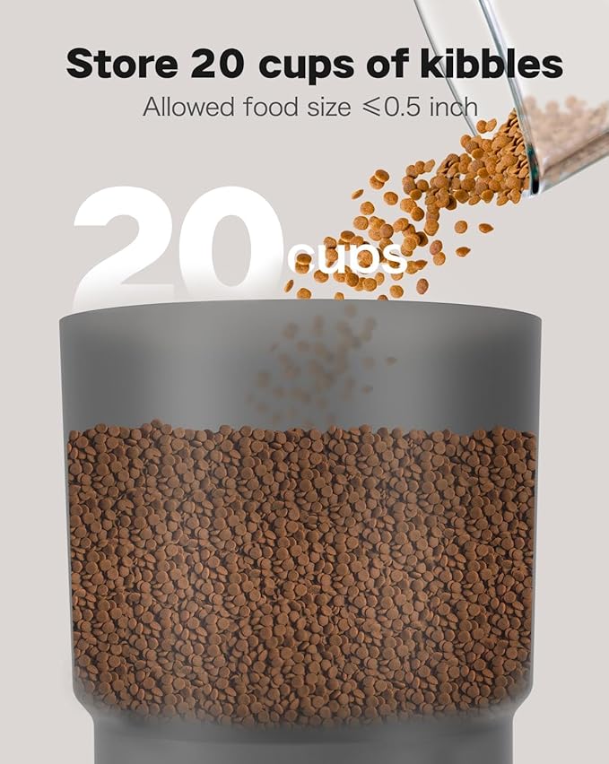 SURDY Automatic Cat Feeder for 2 Cats, 3L Cat Food Dispenser Auto Cat Feeder with 2 Stainless Bowls, 10s Meal Call Dual Power Supply and Timer Setting 12 Portions 6 Meals Per Day for Cats (Black, 5L) - PAWPICO