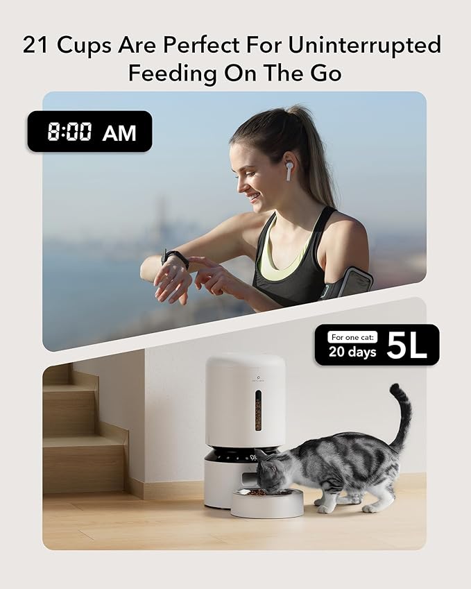 PETLIBRO Automatic Cat Feeder, Automatic Dog Feeder with Freshness Preservation, 5L Timed Cat Feeders for Dry Food, Up to 6 Meals Per Day, Granary Pet Feeder for Cats/Dogs - PAWPICO