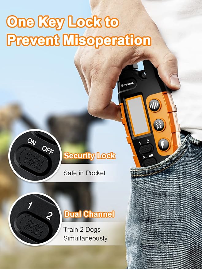 BOUSNIC Dog Shock Collar 2 Dogs (5-120Lbs) - 3300 ft Waterproof Training Collar for Dogs Large Medium Small with Rechargeable Remote, Beep (1-8) Vibration (1-16) and Humane Shock (1-99) Modes - PAWPICO
