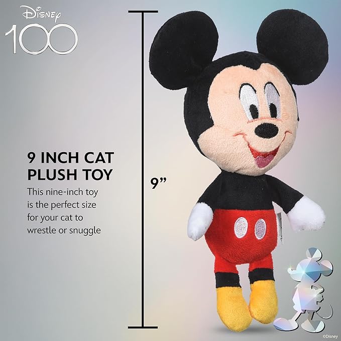 Mickey Mouse Cat Kicker Toy with Catnip, 9in | Disney Cat Toys | Fun Cat Kicker Style Plush Toy with Catnip and Crinkle for Cats Inspired by Disney Mickey and Friends - PAWPICO