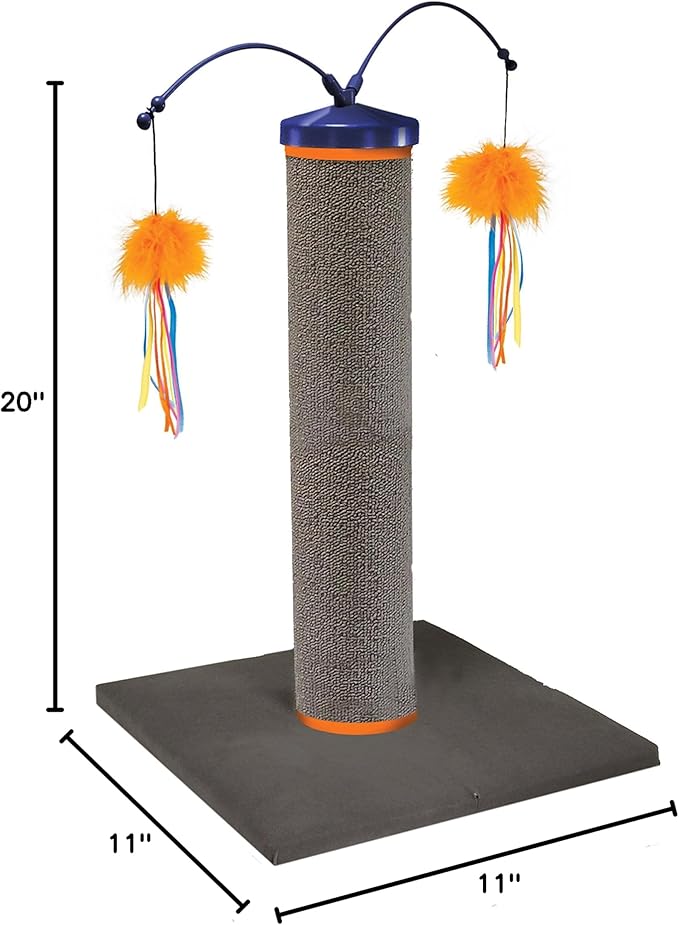 SmartyKat Scratch 'N Spin Carpet Cat Scratching Post with Spinning Wand Toys - Gray, One Size - PAWPICO