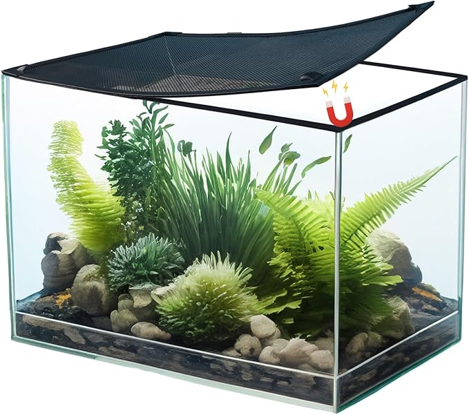 Magnetic Aquarium Lid, Max Size 39" x 19" Fish Tank Cover, DIY Aquarium Anti-Jumping Net Hood Set, Adjustable Mesh Screen Netting for Fish Tank Screen Top Cover Orgthin