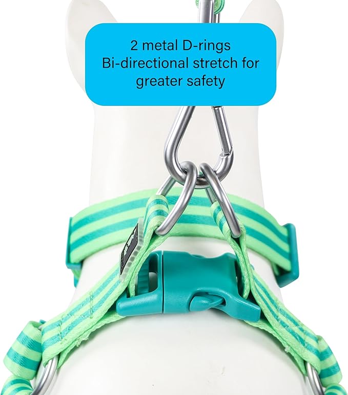 Striped Dog Harness Collar and Leash Set, Polyester Webbing Dog Collar Easy Walking and Training Dog Harness and Leash 3-in-1 Suit Adjustable Dog Harness Collar Leash Set for Dogs(Green, M) Tiffpaws