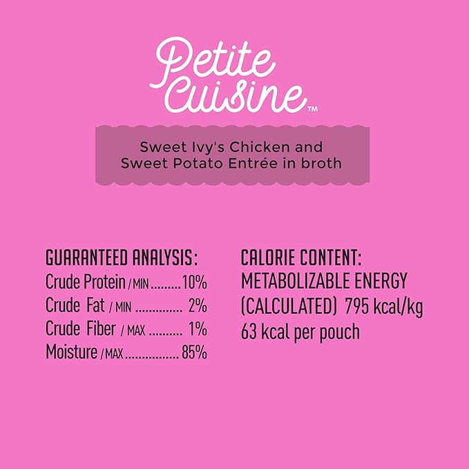 PETITE CUISINE Sweet Ivy's Wet Cat Food, Chicken and Sweet Potatoes, 2.8 oz. Cans (24 Count) - PAWPICO