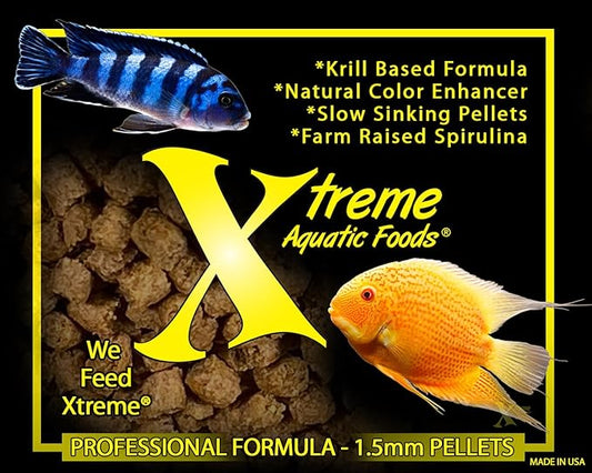 Xtreme Cichlid Peewee 1.5 mm Pellets - Proven Nutrition for Cichlids - Balanced Amino Acids, Boost Immune & Digestive Health, Color & Energy, Max Protein Freshwater Fish Food – USA Farm Grown (20oz) XtremeAquaticFoods