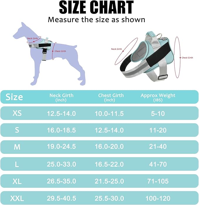 Bolux Dog Harness, No-Pull Reflective Dog Vest, Breathable Adjustable Pet Harness with Handle for Outdoor Walking - No More Pulling, Tugging or Choking Bolux