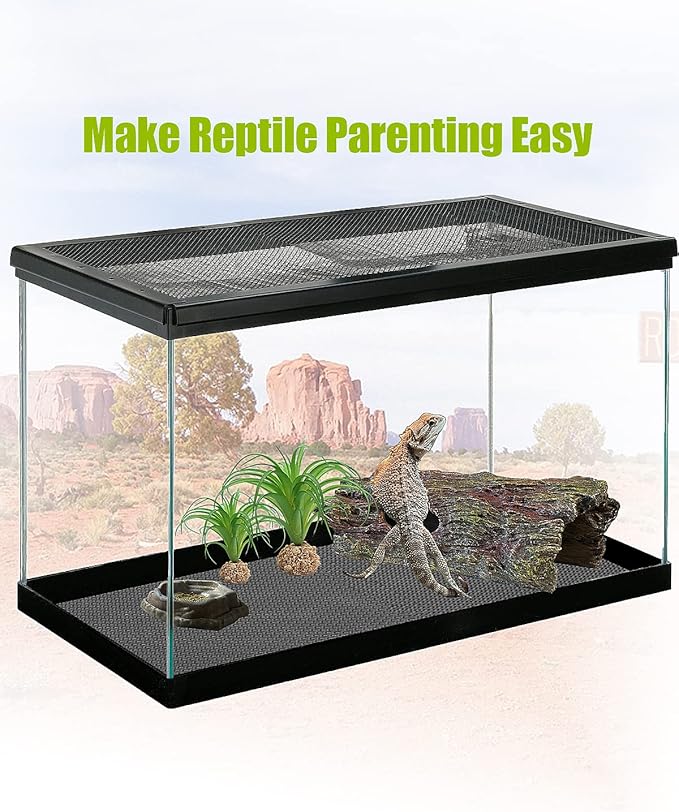 Bearded Dragon Tank Accessories, Reptile Substrate Floor, Leopard Gecko Tank Liner Mat for 40 Gallon, 20 Gallon, 50 Gallon,75 Gallon Lizard Tank, Black Helidrago