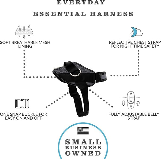 ShawnCo Essential Dog Harness, No-Pull Pet Vest with 3 Leash Clips, No Choke, Reflective, Adjustable and Padded, for Easy Walking and Training for Small, Medium and Large Dogs (Black Camo, XL) SHAWNCO