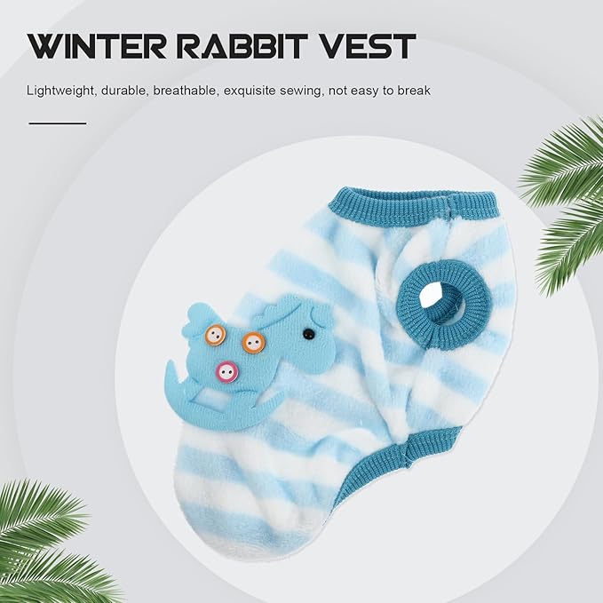 POPETPOP Bunny Vest Small Animal Apparel Winter Warm Rabbit Vest Bunny Rabbit Apparel Adorable Rabbits Garment Warm Pet Rabbit Clothes Winter Jacket Sweater Little Milk Dog Coral Fleece POPETPOP