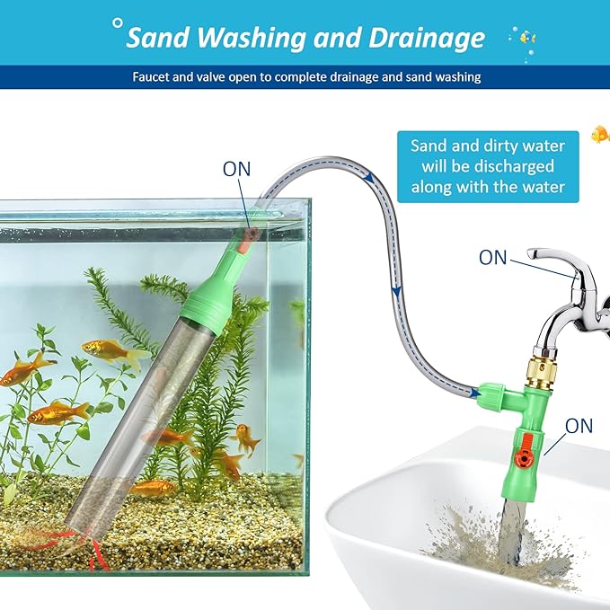 ZZM Fish Tank Cleaning Tools, Aquarium Water Changer Kit, Siphon Fish Tank Vacuum Gravel Cleaner, Universal Water Pump Accessories for Aquarium Quick Water Change (50ft) ZZM