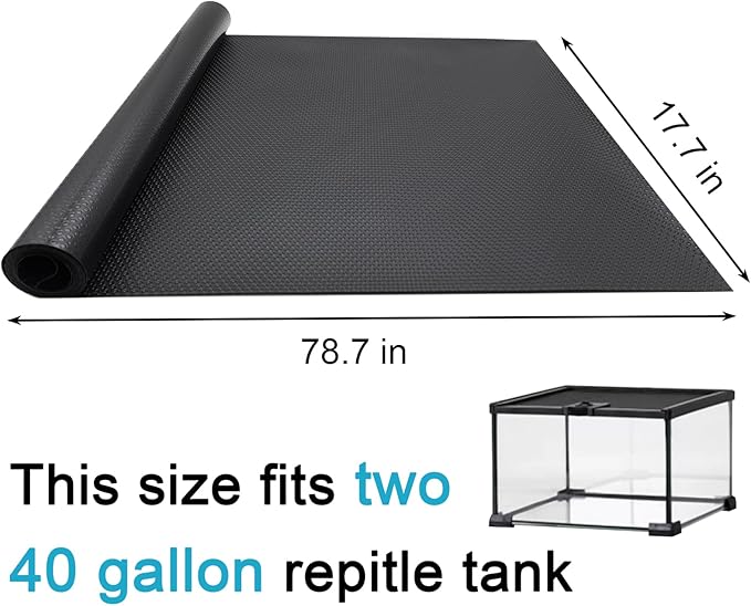 Reptile Carpet Bedding, 17.7 x 78.7 Inches Cuttable Reptile Terrarium Substrate Liner, Bearded Dragon Tank Accessories, Reptile Tank Mat for Leopard Gecko, Lizard, Snake and Tortoise, Black PAWPICO