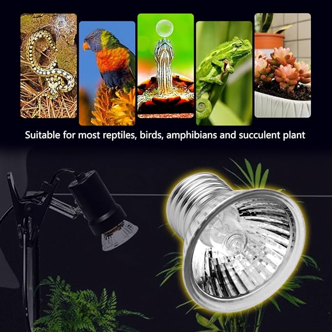 DOMICA 4-Pack 50W UVA UVB Light Bulbs for E27 Reptile Heat Lamp, Basking Spot Light Simulated Sunlight, Heating Lamp for Turtle, Lizard, Snake, Beared Dragon, Amphibians DOMICA