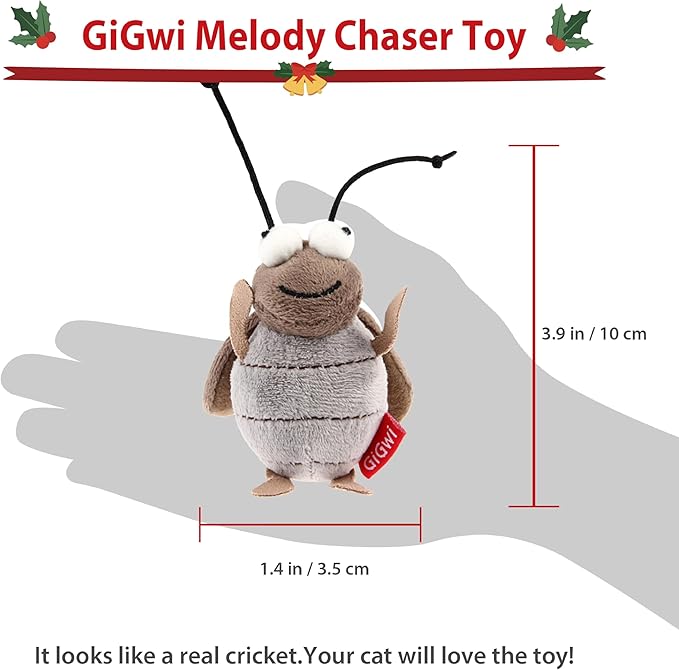 Gigwi Squeaky Cricket Cat Toy,Interactive Cat Toys Electronic Motion Activated Bug Sound,Automatic Cat Play Squeaky Toy for Indoor Fun - PAWPICO