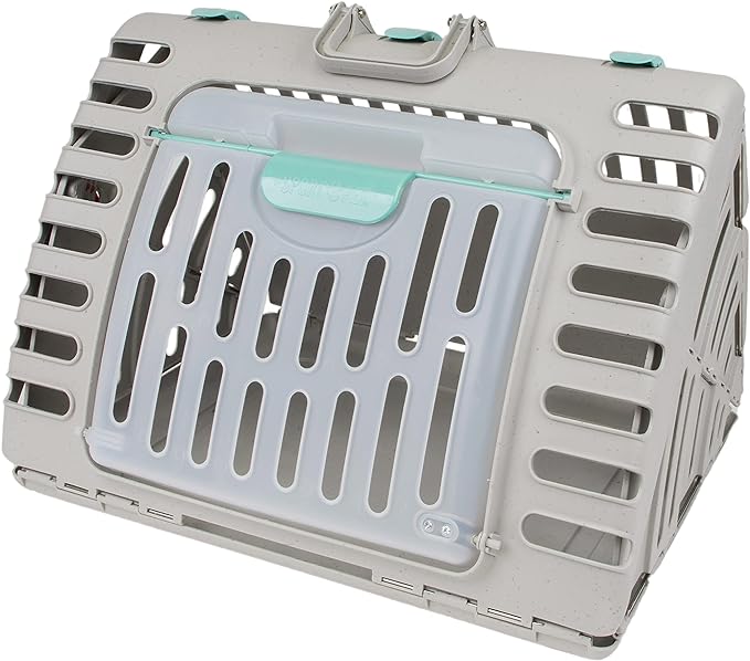 SportPet Designs Foldable Travel Cat Carrier - Front Door Plastic Collapsible Carrier Collection, Waterproof Bed - PAWPICO