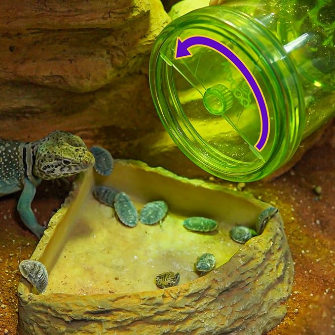 Cricket Calcium Powder Mixer for Reptiles, Cricket Feeder with Calcium for Reptiles, Reptile Calcium Duster Cricket Food for Reptile Bearded Dragon Gecko Terrarium Tank Accessories WACOOLTERRA