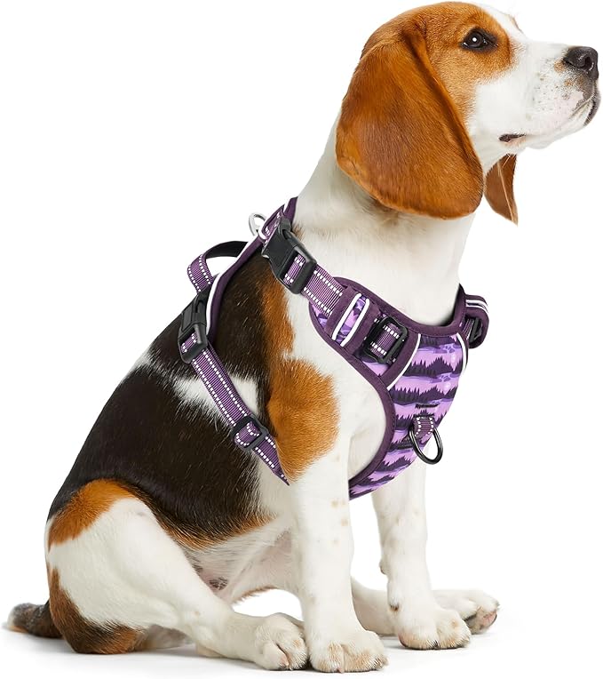 Timos Dog Harness,No-Pull Pet Harness Adjustable Soft Padded Dog Vest,Reflective No-Choke Pet Oxford Vest with Easy Control Handle for Medium Dogs,Moon Night,M Timos