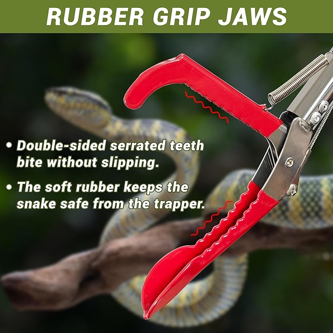 47" Professional Snake Tongs Heavy Duty Reptile Rattle Snake Catcher Wide Jaw Handling Tool Stainless Steel Collapsible Grabber Outdoor Catch Tool with Non-Slip Grip Handle (47inch/120cm) COYXiCE