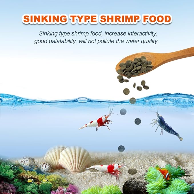 Shrimp Food Aquarium Freshwater - High Protein Natrual Shrimp Pellets Rich in Calcium Vitamins for Crystal Shrimp Red Cherry Shrimp Caridina Shrimp and Tropical Shrimp (4.6oz) yizeril