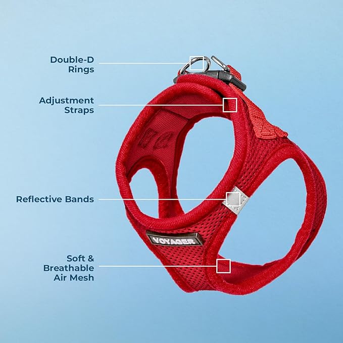 Voyager Step-In Air Dog Harness - All Weather Mesh, Reflective, No Pull Harness for Small, Medium Dogs, Cats - Secure with Hook & Loop Fastener, Buckle, Double D-Rings - Red, XXXS BestPetSuppliesLLC