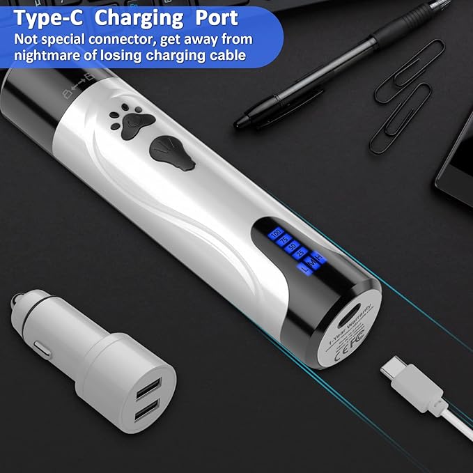 YABIFE Dog Nail Grinder, Dog Nail Trimmers and Clippers Kit, Super Quiet Electric Pet Nail Grinder, Rechargeable, for Small Large Dogs & Cats Toenail & Claw Grooming,3 Speeds, 1 Extra Grinding Wheels - PAWPICO