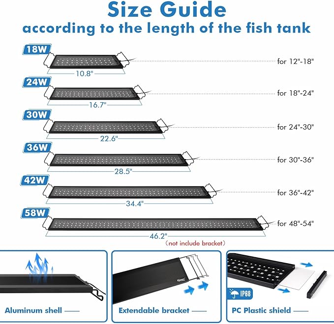 hygger Advanced Remote Control Aquarium Light Customizable Full Spectrum Fish Tank LED with DIY, Default & Weather Mode Freshwater Planted Tank hygger