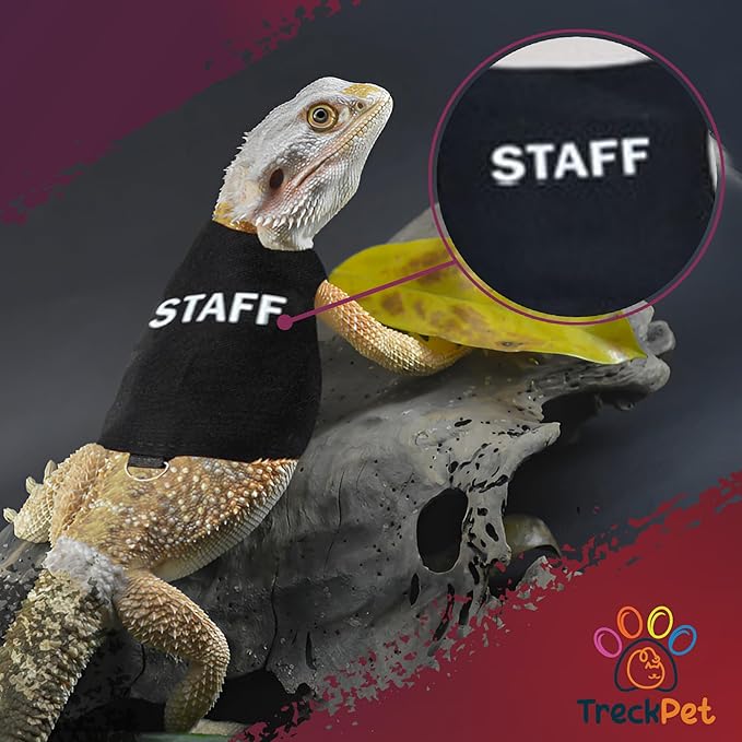 Premium 2Pack Bearded Dragon Leash and Harness Set-Costume and Clothes for Bearded Dragon-Adjustable Bearded Dragon Harness for Secure Walks-Fun Staff and Security Designs TRECKPET