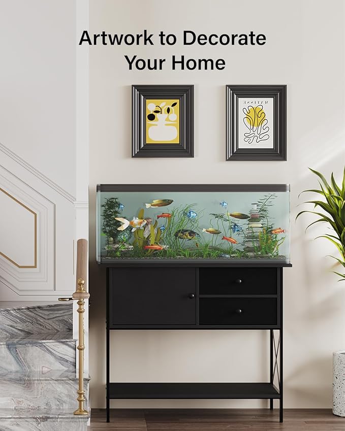 Fish Tank Stand 40 Gallon: Sturdy Aquarium Stand with Accessories Storage - Metal Tank Stands Table for 40-50 Gallon Reptile Breeder Turtle Terrarium - 36.6"x18.8" Weight Capacity 660 lbs FILKO