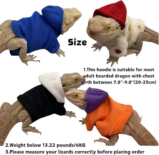 Lizard Clothes for Bearded Dragons Handmade Cloth Material Hoodies Sweater Coat Reptile Apparel Costume Skin Protection Photo Party for Lizard Bearded Dragon Crested Gecko Chameleon (White) KUNBIUH