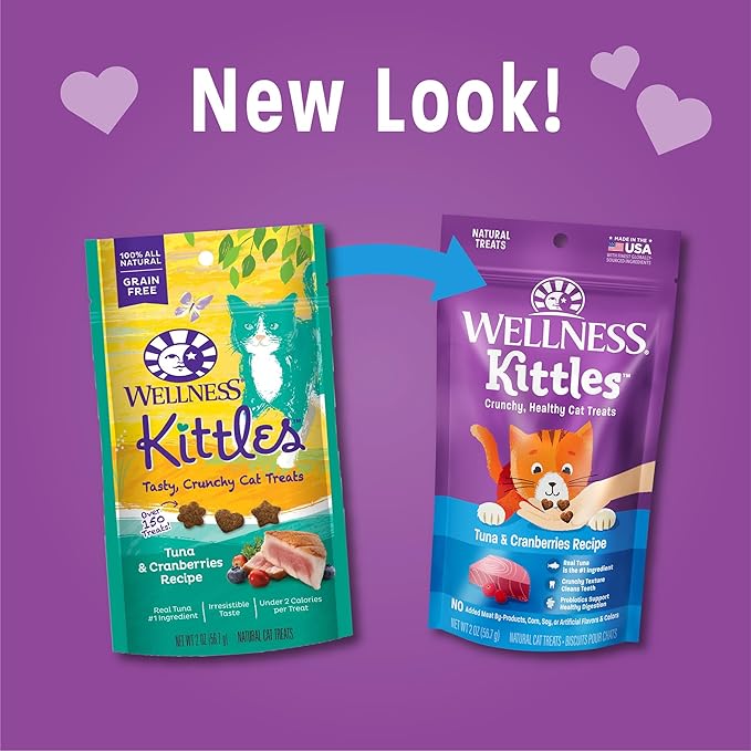 Wellness Kittles Crunchy Natural Grain Free Cat Treats, Tuna & Cranberry, 2-Ounce Bag WellnessNaturalPetFood