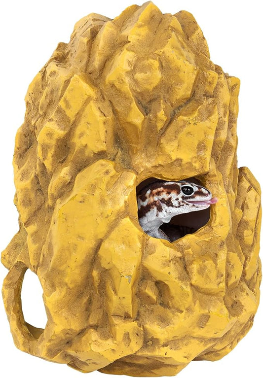 REPTIZOO Reptile Hide Hookable Multi-Levels Hideout Resin Reptile Cave Bearded Dragon Hideout Reptile Terrarium Accessories Decor for Reptiles, Amphibians, Snakes, Lizards,Leopard Gecko REPTIZOO