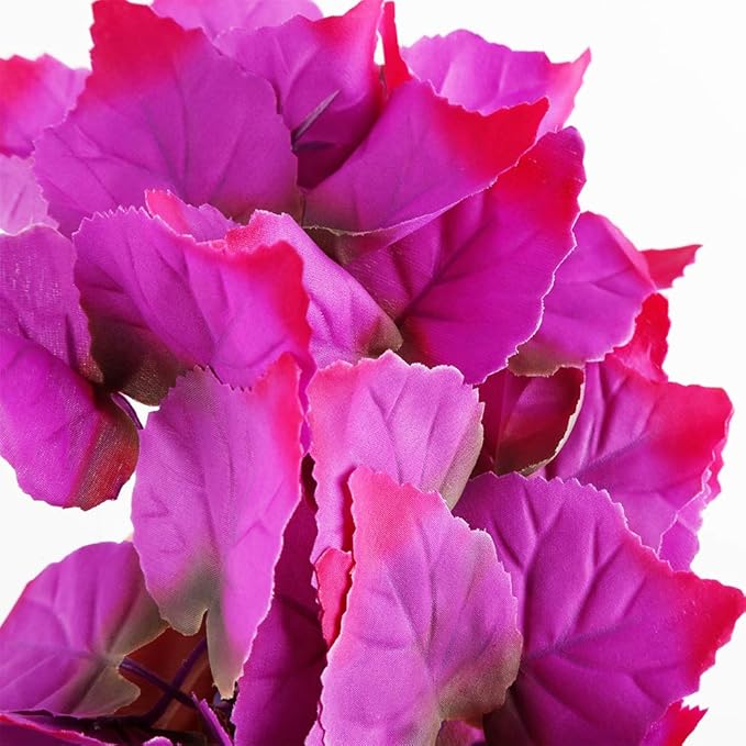 Reptiles Plants, 2 Pieces Hanging Silk Terrarium Pink Leaves Décor, Terrarium Plants for Bearded Dragons,Lizards,Geckos,Snake Pets, Reptile & Amphibian Habitat Plants PAWPICO