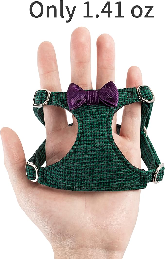 Puppytie No Pull xs Dog Harness with Multifunction Dog Leash,Soft Adjustable No Choke Escape Proof Pet Harness Vest,Plaid Green,xs Puppytie