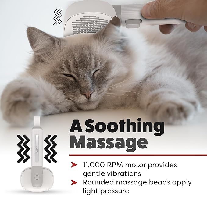 BARFI Pet Brush - Self-Cleaning Pet, Cat, Dog Shedding Brush - Multi-Functional Grooming Tool with Negative Ion Technology, Vibrating Massager, Wood's Lamp (Gray) - Free Pet Bowl - PAWPICO