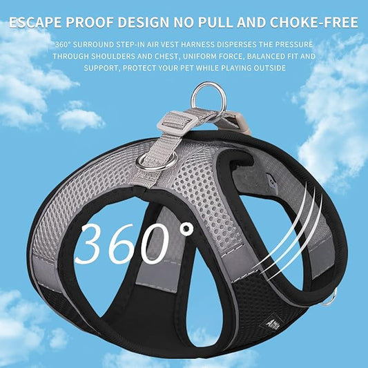AIITLE No Pull Dog Harness and Leash Set, Step in Adjustable Dog Harness with Padded Vest for All Weather, Dog Leash with Soft Padded Handle, Easy to Put on Small and Medium Dogs Black S AIITLE-FORPETSBETTERLIFE